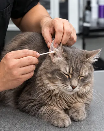 Cat Ear Cleaning and grooming at The Barrie Inn